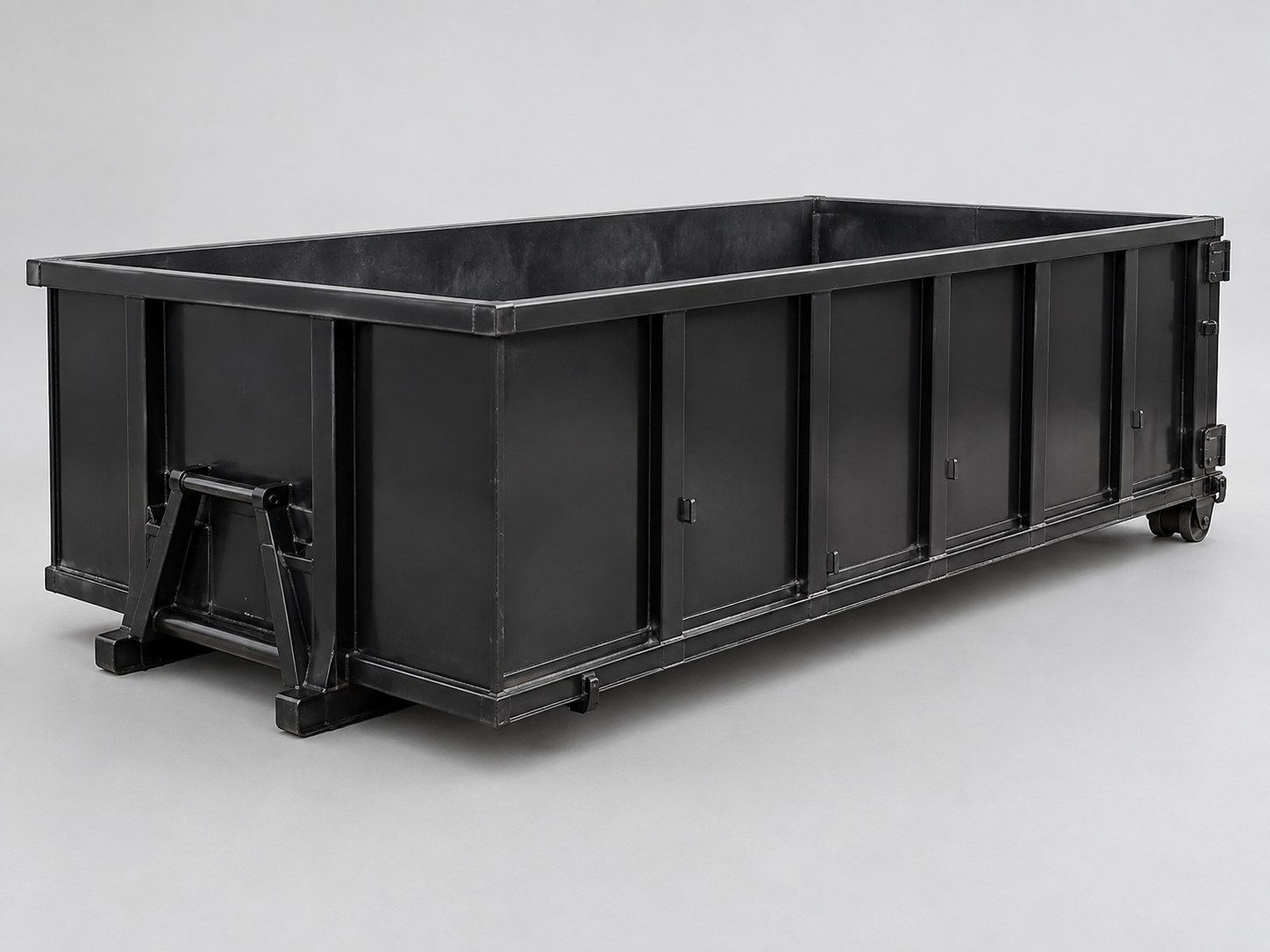 Black 15-yard roll-off dumpster for home renovation and cleanup projects
