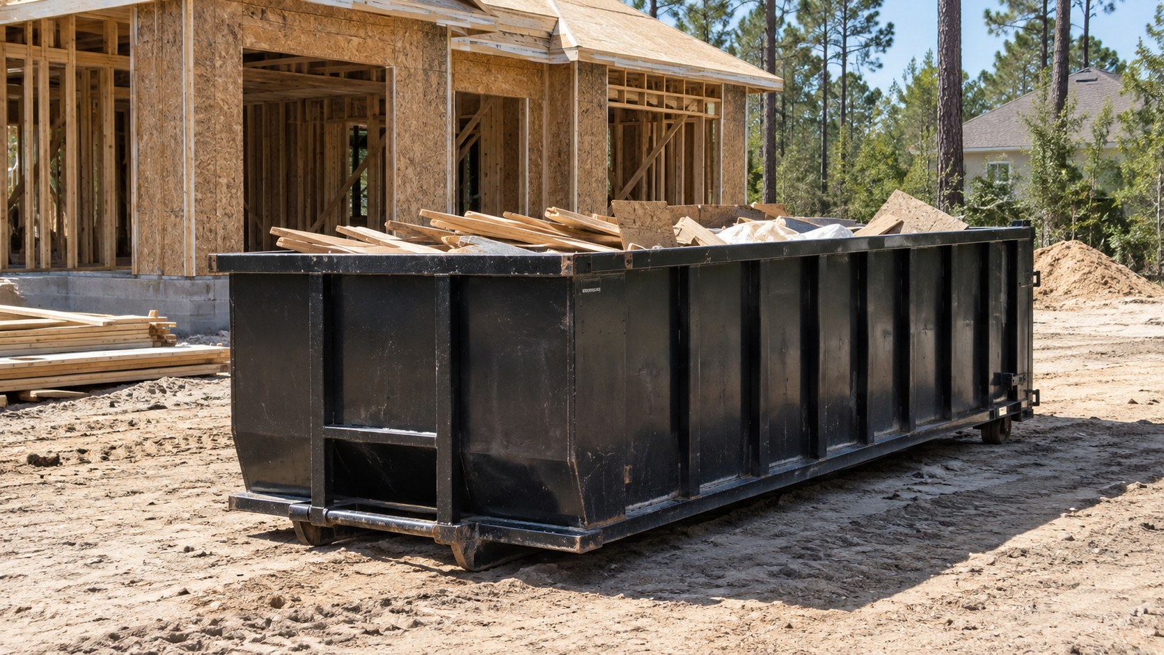 Unbranded roll-off dumpster at a North Central Florida construction site